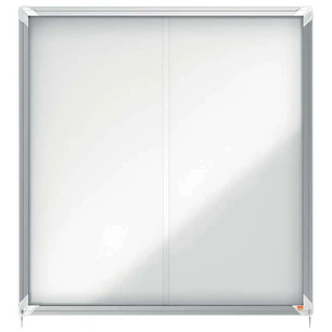Nobo Vitrina Interior para 12 Hojas A4 con Superficie Magnetica y Puerta Deslizante - 997x972x54mm - Superficie Blanca Metalica y Magnetica de Borrado