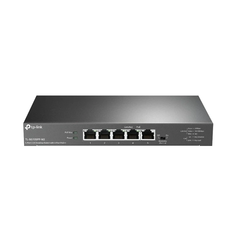 TP-Link TL-SG105PP-M2 Switch 5 Puertos RJ45 2.5Gbps - No Administrado - 4xPoE++ - Soporta QOS - Conmutacion hasta 25Gbps - Color Negro 1