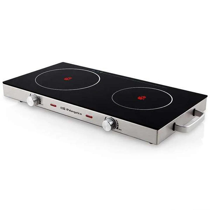 Orbegozo PCE 6000 Placa Vitroceramica Portatil - Potencia Total 2800W - Superficie de Cristal Templado Resistente - Termostato Regulable - Segura y Ef 1