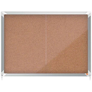 Nobo Premium Plus Vitrina de Puerta Corredera con Fondo de Corcho 8xA4 Hojas - Tamaño 925x668mm - Superficie Autorreparable - Color Natural