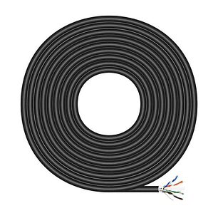 Aisens Bobina de Cable de Red Exterior Impermeable RJ45 Cat.6 Ftp Rigido Awg24 - 305m - Color Negro