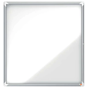Nobo Vitrina Exteriores 12 Hojas A4 Superficie Blanca Magnetica 45mm - Seguridad Aluminio - Cristal Deslizante 4mm - Resistente Intemperie - Blanco Me