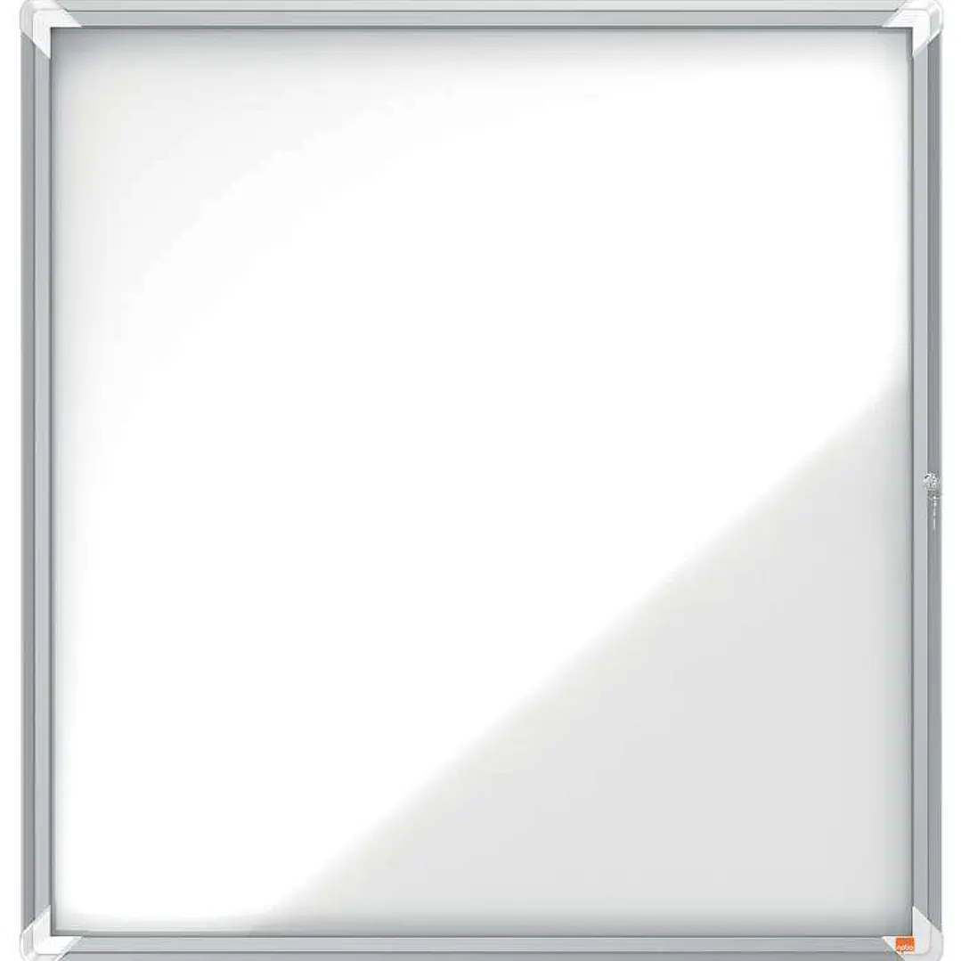 Nobo Vitrina Exteriores 12 Hojas A4 Superficie Blanca Magnetica 45mm - Seguridad Aluminio - Cristal Deslizante 4mm - Resistente Intemperie - Blanco Me 1