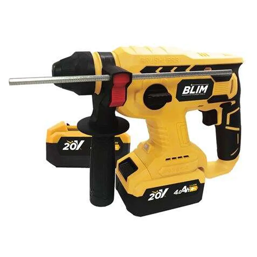 Blim Martillo Perforador a Bateria 20V 4Ah - Motor sin Escobillas - Energia de Impacto 2.2 Julios - Velocidad 0-1400rpm - Incluye 2 Baterias y Maletin 1
