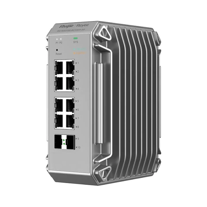 Ruijie RG-NIS3100-8GT2SFP-HP Switch Industrial - 8 Puertos Ethernet hasta 1Gbps - 2x SFP 1Gbps - PoE/PoE+ hasta 240W - Color Gris 1