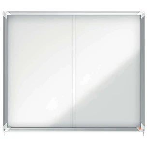 Nobo Premium Plus Vitrina Magnetica de Puerta Corredera 15xA4 - 1140x970mm - Superficie Magnetica - Blanco