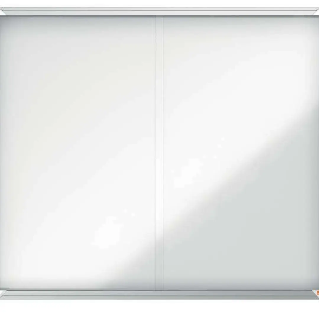 Nobo Premium Plus Vitrina Magnetica de Puerta Corredera 15xA4 - 1140x970mm - Superficie Magnetica - Blanco 1