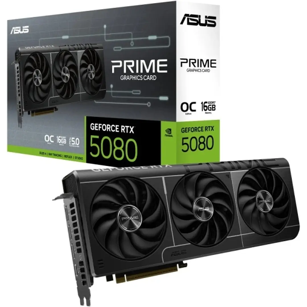 Asus Prime GeForce RTX 5080 O16G EVO Tarjeta Grafica 16GB GDDR7 Reflex 2 AI NVIDIA DLSS4 1