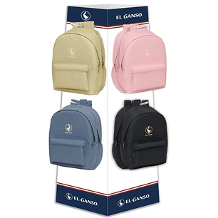 Safta el Ganso Basics - 8 Ganchos - 16 Mochilas Incluidas - Carton Reciclado - 42x160x42cm - Colores Surtidos