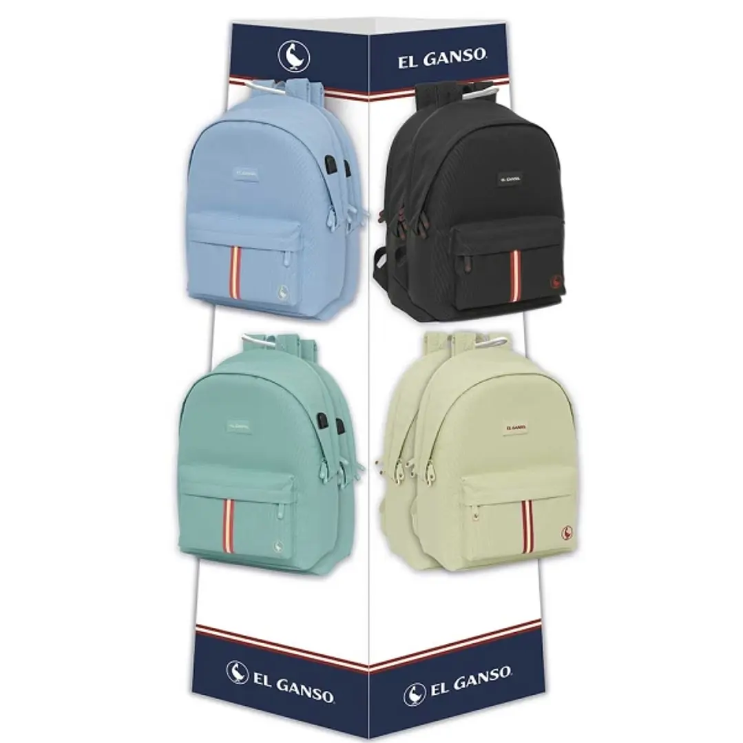 Safta el Ganso Basics Expositor con 8 Ganchos para Mochilas - Carton Reciclado - Ecologico - Mejora Visualizacion de Productos - 420x420x1600mm - Colo 1