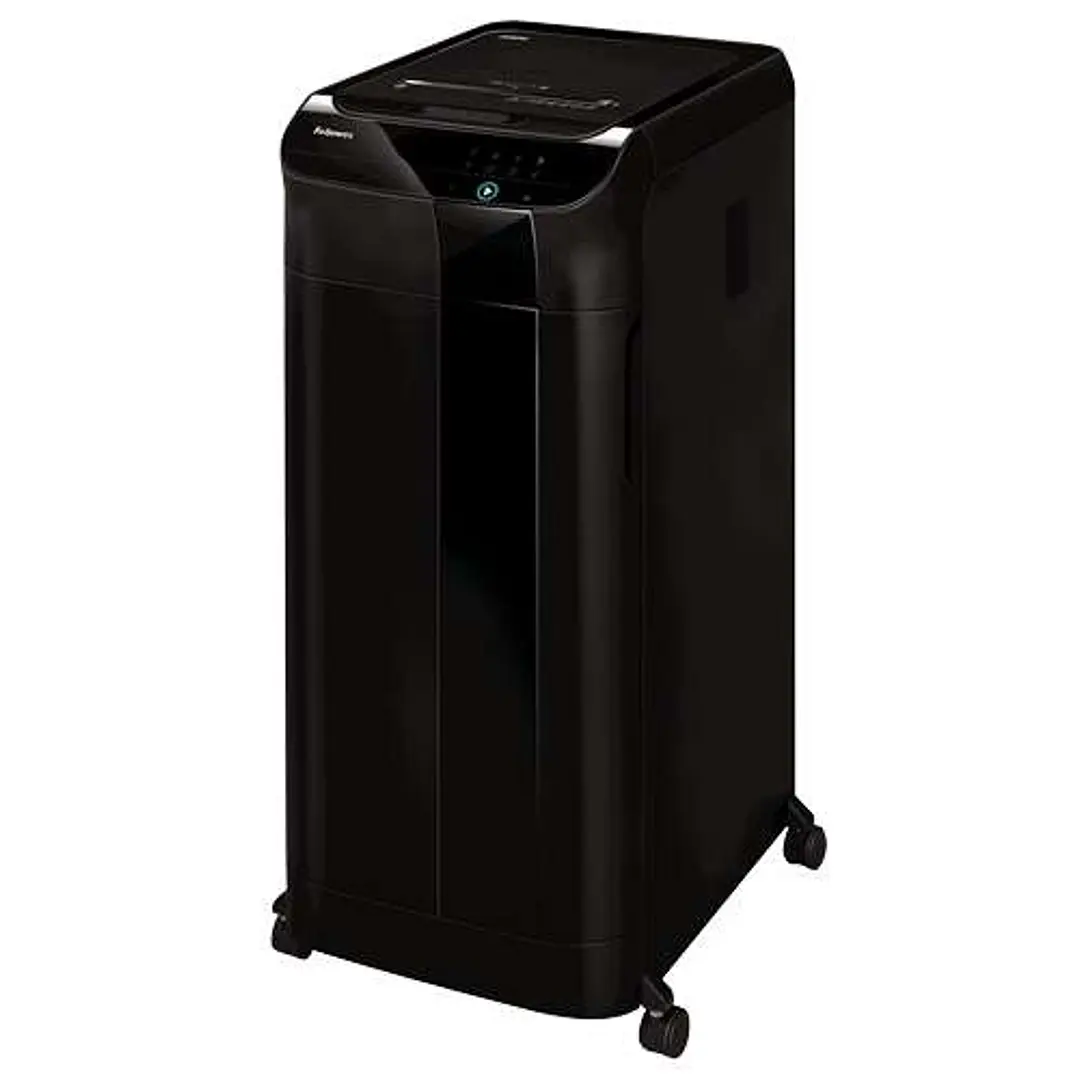Fellowes AutoMax 600M Destructora de Papel Automatica Microcorte P-5 - Autoalimentacion 600 Hojas, Manual 14 Hojas - Papelera de 83L - Color Negro 1