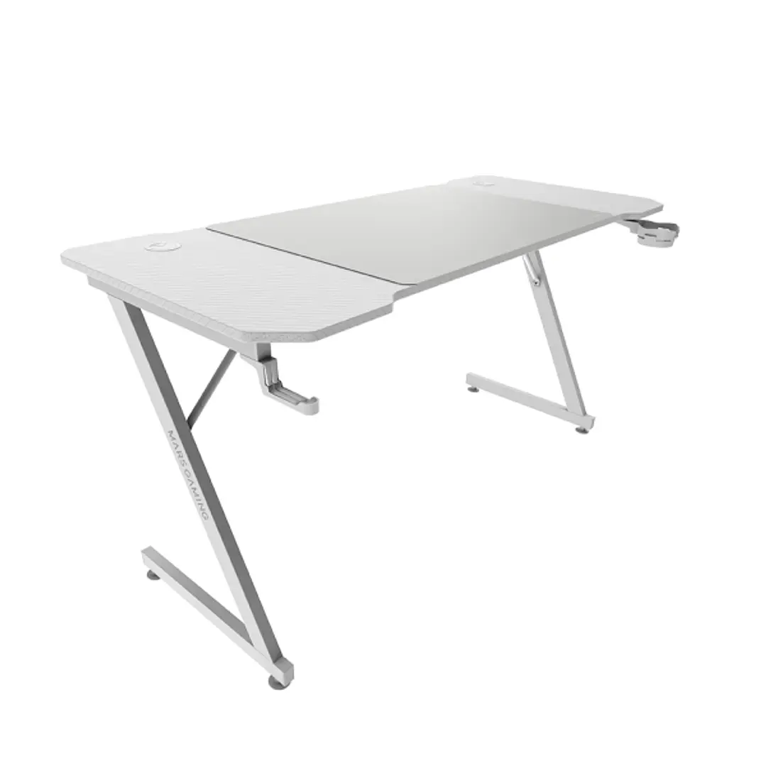 Mars Gaming MGD-X140 Mesa Gaming - Soportes Auriculares y Bebidas - Alfombrilla XXL - Estructura Acero - 140x60x1.5cm - Acabado en Fibra de Carbono -  1