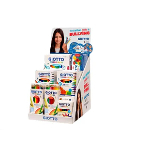 Giotto Contra el Bullyng Expositor con 40 Piezas de Rotuladores, Lapices de Colores, Acuarelas y Plastilina en Diferentes Formatos - Colores Surtidos