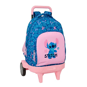Safta Stitch Lio Mochila con Carro - Extraible - 33L - Portabotellas - Tarjeta de Identificacion Personal - Ruedas Antivibracion - Doble Tirador - Asa