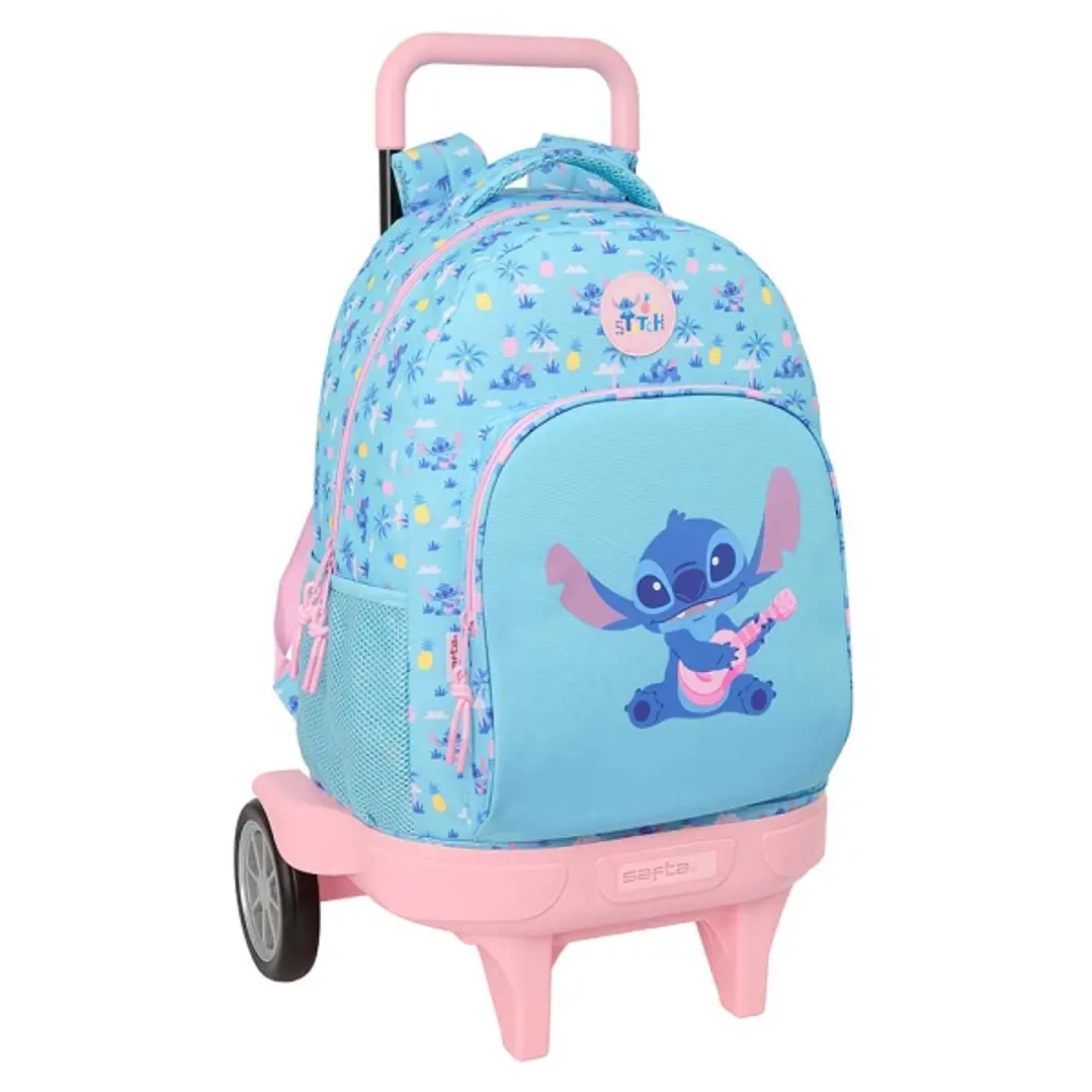 Safta Stitch Waves Mochila con Carro - Extraible - 33L - Portabotellas - Tarjeta de Identificacion Personal - Ruedas Antivibracion - Doble Tirador - A 1