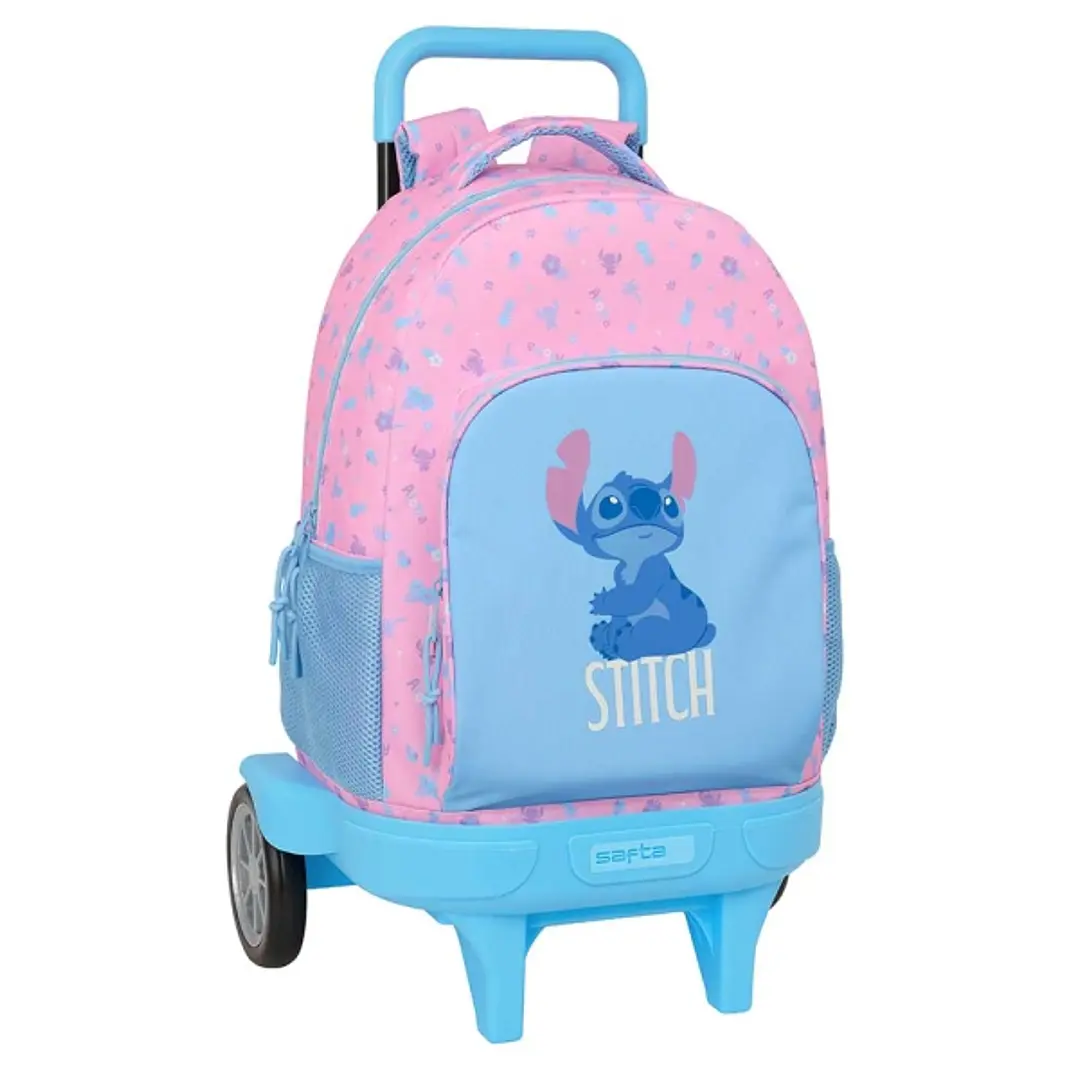 Safta Stitch Bright Mochila con Carro - 33L - Ruedas Antivibracion - Asa Acolchada - Extraible - Bolsillo Frontal - Portabotellas - 330x220x450mm - Co 1