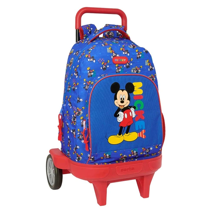 Safta Mickey Mouse Today Mochila con Carro - Bolsillo Frontal - Ruedas Antivibracion - Hombreras Acolchadas - Asa Acolchada - Mochila Extraible - Base 1