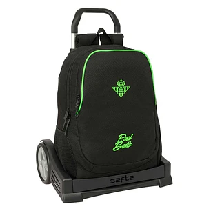 Safta Real Betis Balompie Mochila con Carro - Extraible - 23L - Portabotellas - Cremallera con Doble Tirador - Asa de Mano - Espalda Acolchada Antisud