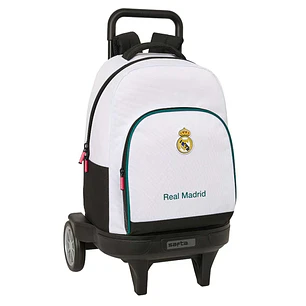 Safta Real Madrid Equipacion 26/27 Mochila con Carro - Extraible - 33L - Portabotellas - Ruedas Antivibracion - Doble Tirador - Asa - Bolsillo Frontal