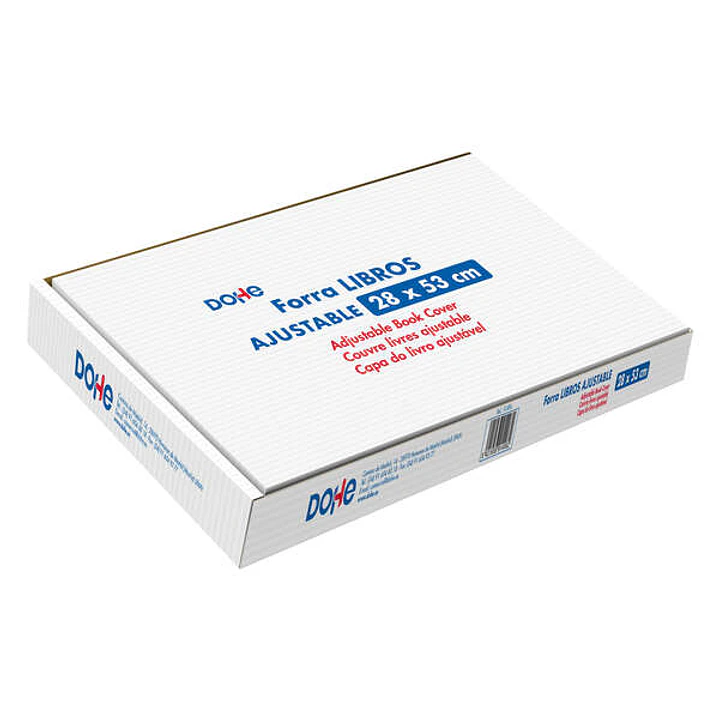 Dohe Caja de 100 Cubiertas Protectoras de Libros - Solapa Adhesiva Reposicionable - Tamaño 28x53cm - Material PVC 120 micras 1