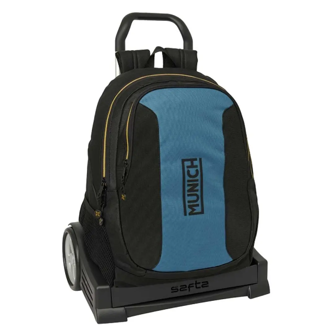 Safta Munich Mochila con Carro - Extraible - 23L - Portabotellas - Cremallera con Doble Tirador - Asa de Mano - Espalda Acolchada Antisudor - 32x44x16 1