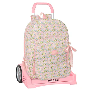 Safta VMB Mochila con Carro - Tirador Doble - Ergonomicas Acolchadas - Bolsillo Frontal - Mochila Extraible - Carro de PP - Ruedas Antivibracion - 300