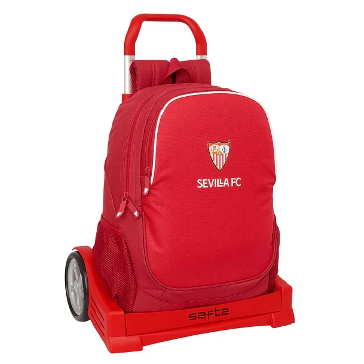 Safta Sevilla FC Mochila con Carro - Cremallera Doble - Hombreras Ergonomicas - Bolsillo Frontal - Asa Superior - Mochila Extraible - Ruedas Antivibra 1