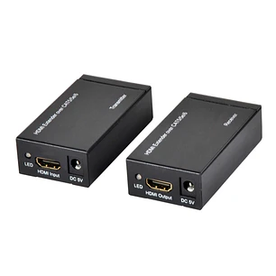 Ewent Pack Extensor HDMI por Cable UTP - hasta 60 Metros - Resolucion 1080P con Cable Cat6 - Color Negro