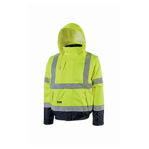Upower Crafty Cazadora Bomber Alta Visibilidad - Talla XL - Mangas Separables, Bandas Reflectantes, Antilluvia, Transpirable, Impermeable, Multiples B