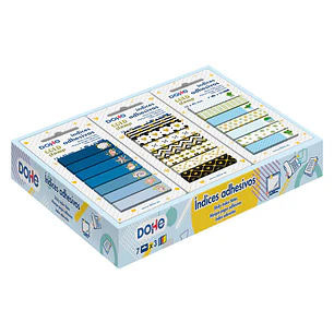Dohe Caja Expositora de 21 Indices Adhesivos Preimpresos - 12x45mm - Motivos Estampados en Oro