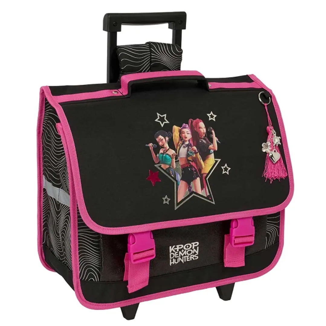 Safta K-Pop Demon Hunters Energy Mochila Cartera Escolar con Carro - Solapa - Bolsillo con Cremallera - Espalda Acolchada - Hombreras Ajustables - Asa 1