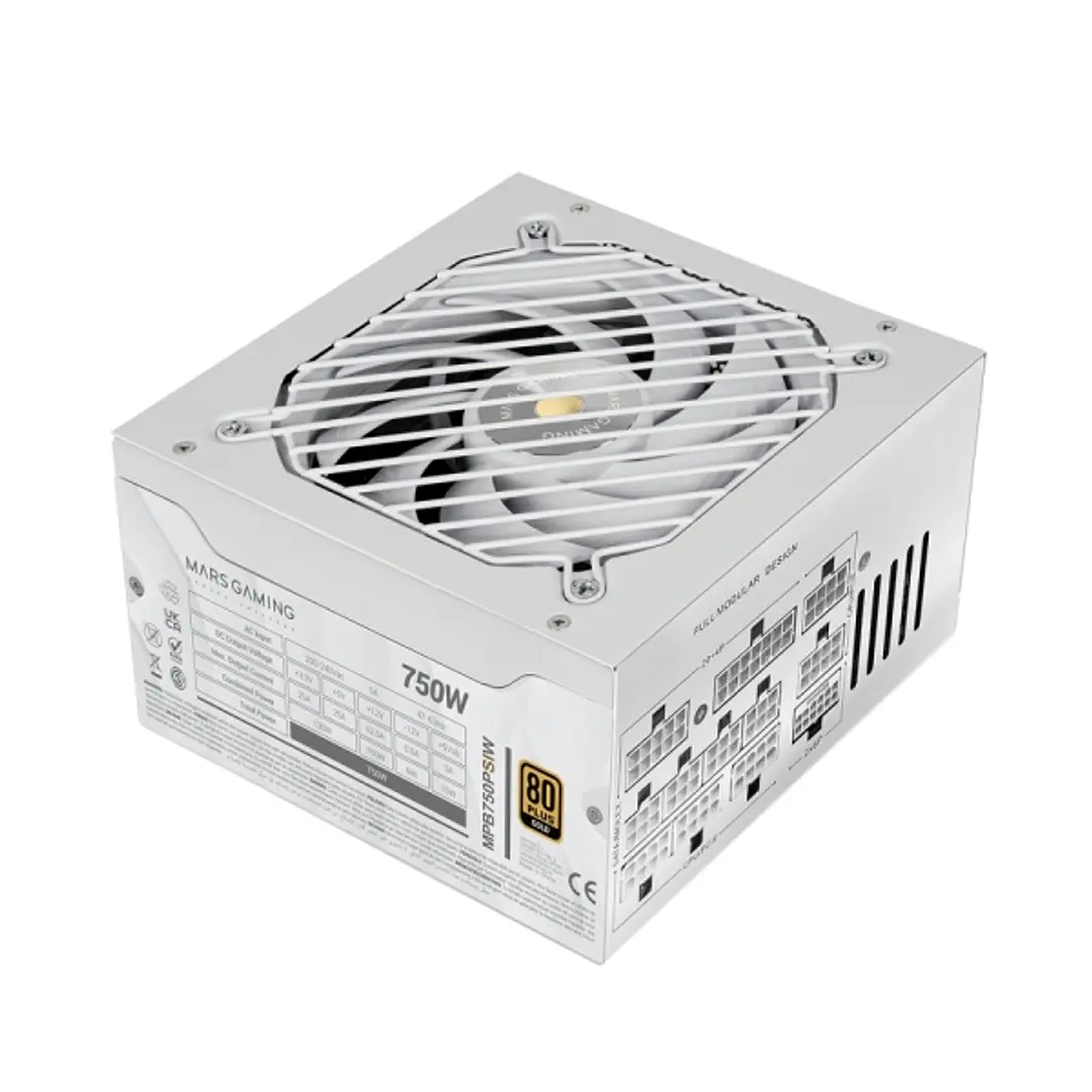 Mars Gaming MPB750PSI Fuente de Alimentacion ATX - 750W - 80 Plus Gold - Ventilador 140mm - Silencioso 12dB - Cableado Modular - Cables Planos Texturi 1