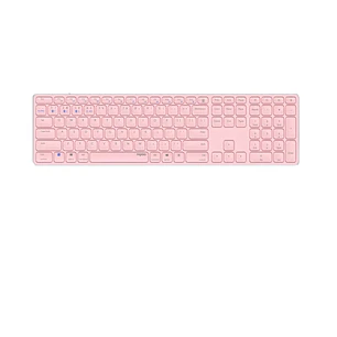 Rapoo E9800M Teclado Compacto Ultafino Inalambrico - Bluetooth y 2.4GHz - Base de Aluminio - Bateria Recargable Ecologica - Color Rosa