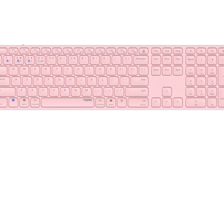 Rapoo E9800M Teclado Compacto Ultafino Inalambrico - Bluetooth y 2.4GHz - Base de Aluminio - Bateria Recargable Ecologica - Color Rosa 1