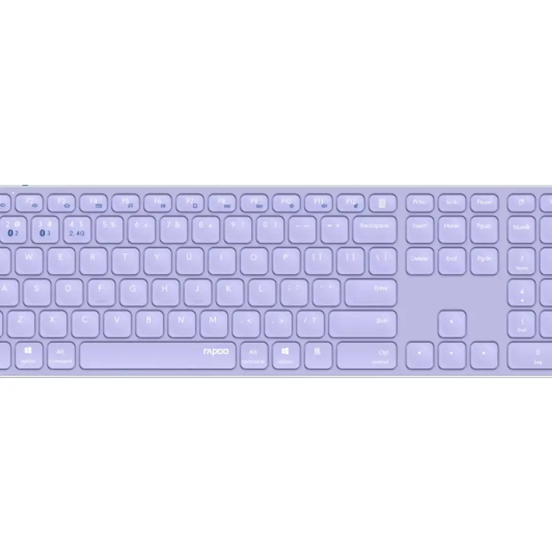 Rapoo E9800M Teclado Compacto Ultafino Inalambrico - Bluetooth y 2.4GHz - Base de Aluminio - Bateria Recargable Ecologica - Color Purpura 1