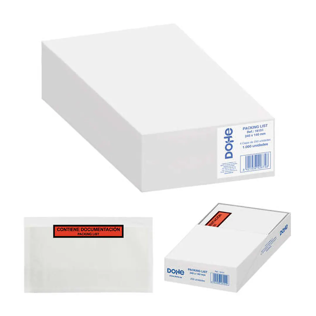 Dohe Caja de 1000 Sobres Autoadhesivos para Envio de Documentos 240x140mm - Packing List Especial Envios 1