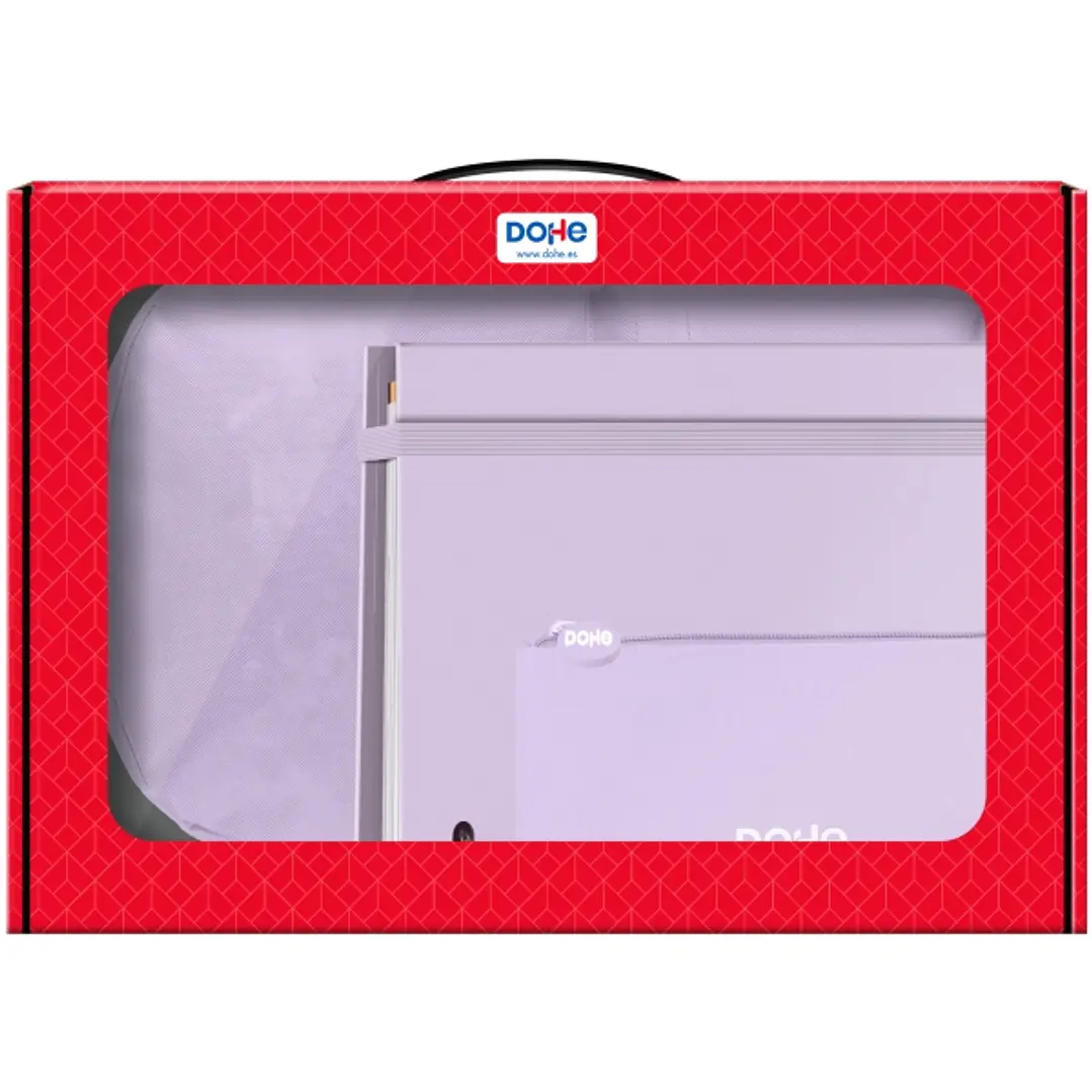 Dohe Serenity Pack de Mochila + Carpeta A4 Recambio + Portatodo Triple - Todo en un Maletin Perfecto para Regalo - Color Morado 1