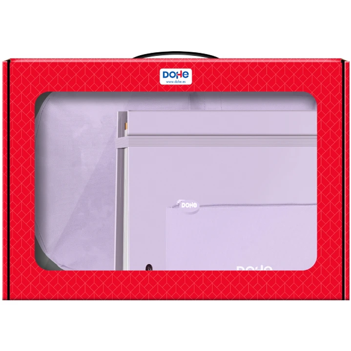 Dohe Serenity Pack de Mochila + Carpeta A4 Recambio + Portatodo Triple - Todo en un Maletin Perfecto para Regalo - Color Morado 1