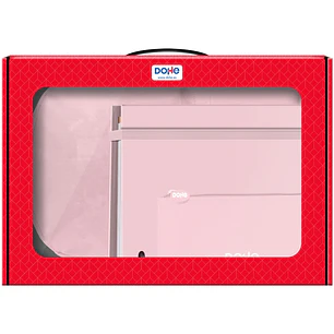 Dohe Serenity Pack de Mochila + Carpeta A4 Recambio + Portatodo Triple - Todo en un Maletin Perfecto para Regalo - Color Rosa