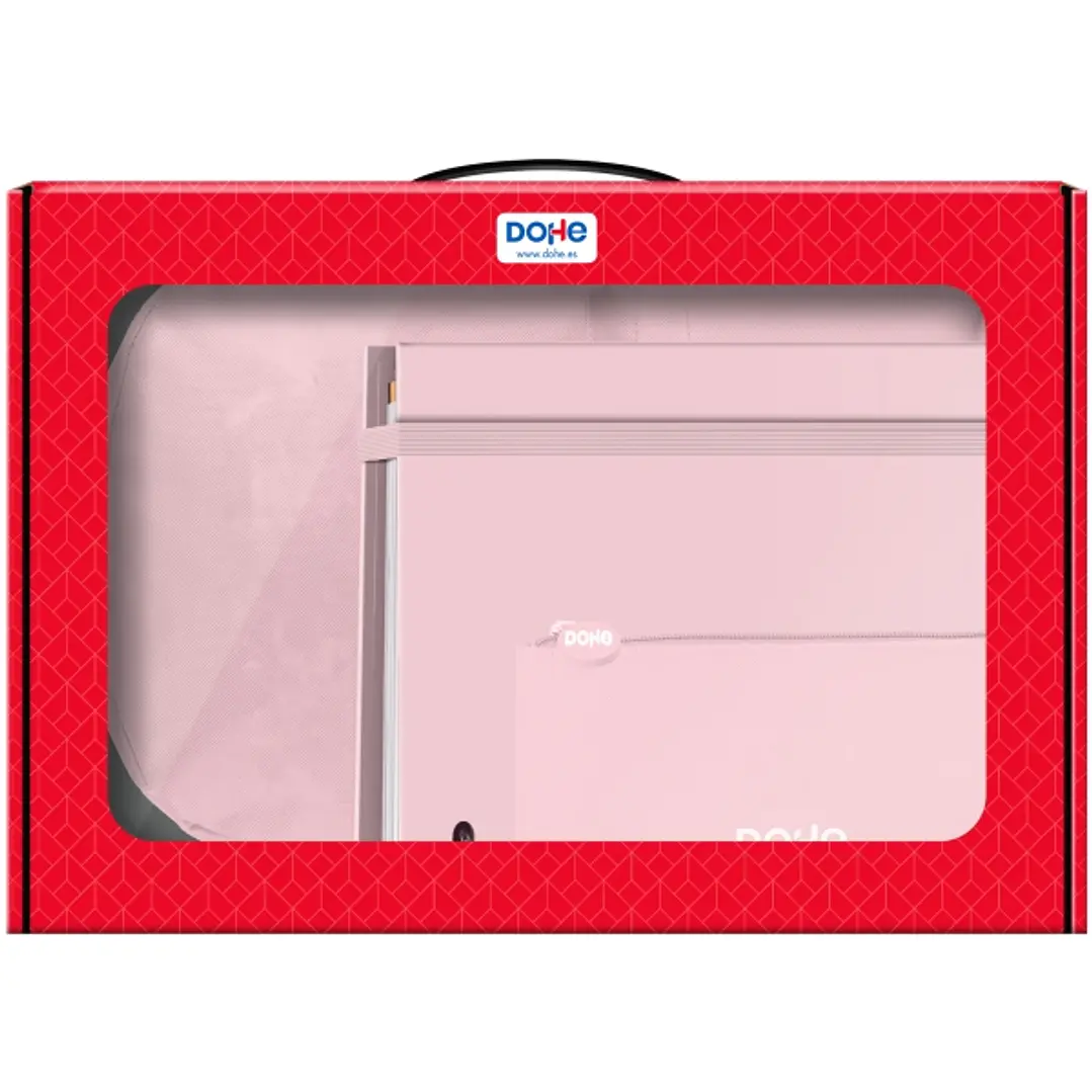 Dohe Serenity Pack de Mochila + Carpeta A4 Recambio + Portatodo Triple - Todo en un Maletin Perfecto para Regalo - Color Rosa 1