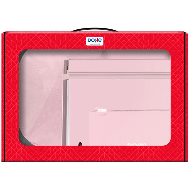 Dohe Serenity Pack de Mochila + Carpeta A4 Recambio + Portatodo Triple - Todo en un Maletin Perfecto para Regalo - Color Rosa 1