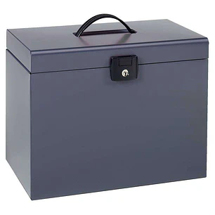 Esselte Maletin Home-Box A4 Metalico - 5 Carpetas - Asa y Cerradura con Llave - Color Gris Antracita