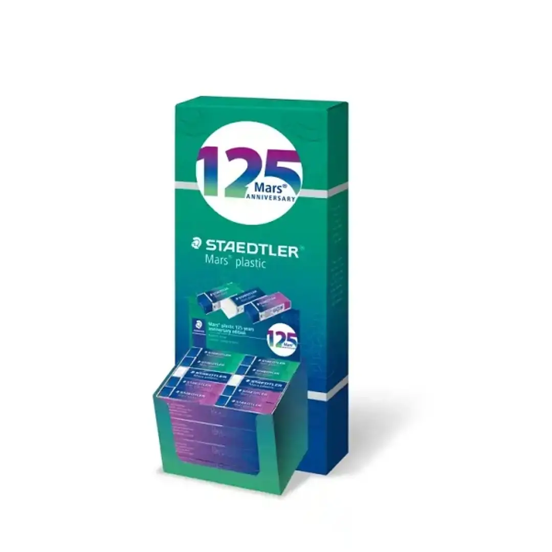 Staedtler Mars Plastic 125 Aniversario Goma de Borrar - Borrado de Alta Calidad - Minimos Residuos - Color Blanco 1