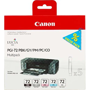 Canon PGI72 Pack de 5 Cartuchos de Tinta Originales - Negro Photo, Gris, Magenta Photo, Cyan Photo, Optimizador - 6403B007