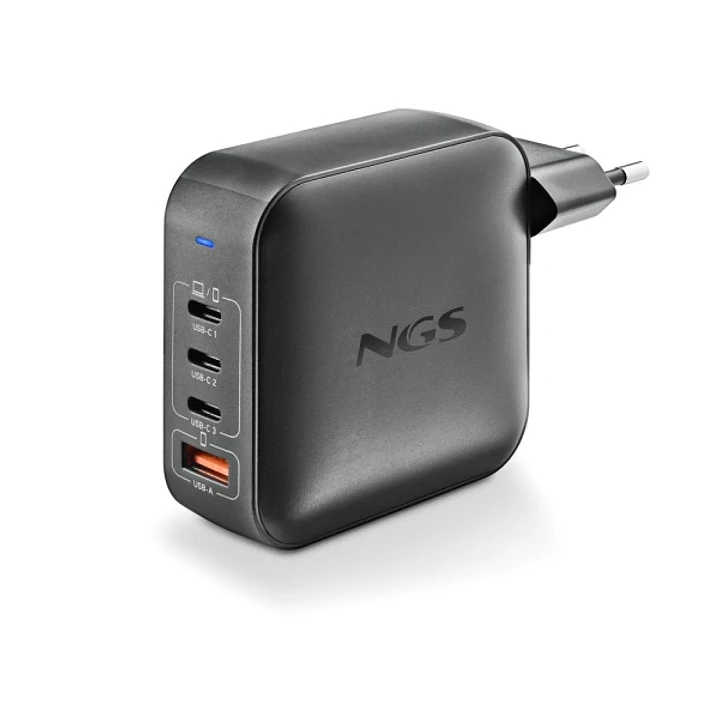 NGS Bud 160W Cargador GaN Universal de Pared 160W Ultrarapido - 3x USB-C PD & PPS, 1x USB-A QC 3.0 - Color Negro 1