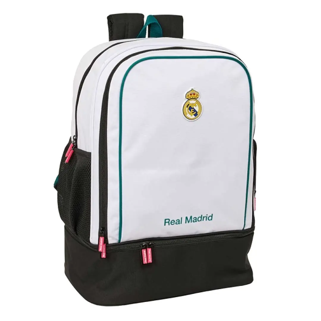 Safta Real Madrid Equipacion 26/27 Mochila - Bolsillo Frontal - Hombreras y Espalda Acolchada - Portabotellas - Cremallera con Doble Tirador - Asa de  1
