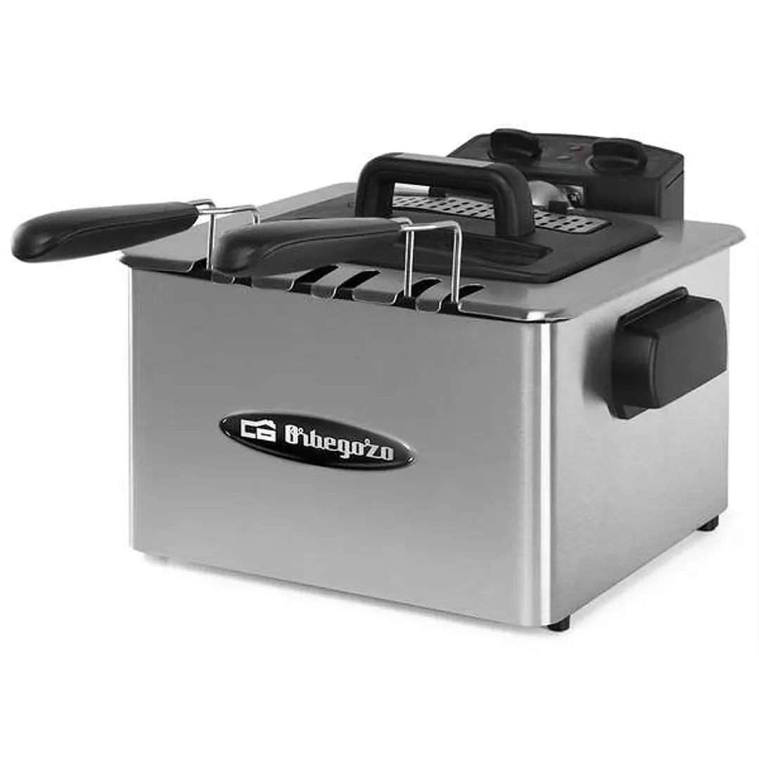 Orbegozo FDR 55 Freidora Profesional de Acero Inoxidable - Potente y Segura Freidora con Capacidad de 4.5 Litros - Tres Cestillos Intercambiables - Te 1