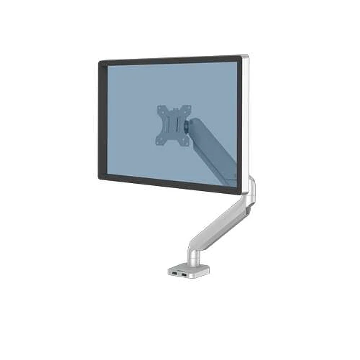 Fellowes Platinum Series Brazo para Monitor Individual - Ajustable con Muelle de Gas - 2 Puertos USB - Sistema de Gestion de Cables - Color Plata 1