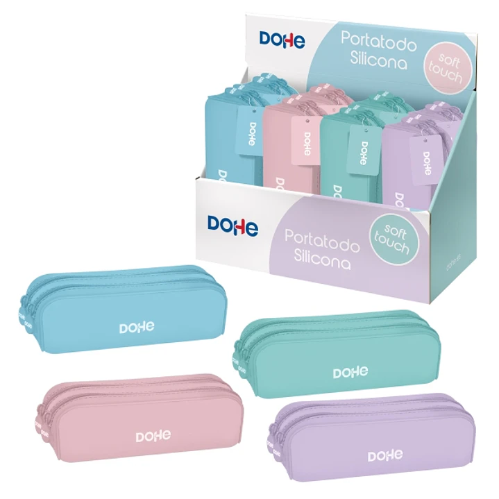 Dohe Serenity Expositor con 8 Portatodos Dobles de Silicona - Cierre con Cremallera y Tirador de Goma - Colores Surtidos 1