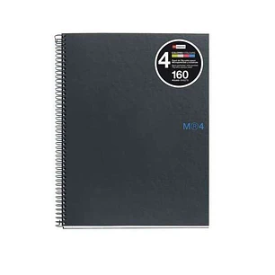 Miquel Rius Notebook4 Cuaderno de Espiral Formato A4 - 160 Hojas de 90gr Microperforadas con 4 Taladros - Cubiertas de Carton Extraduro - Cuadricula 5